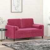  Dvosjed s ukrasnim jastucima boja vina 120 cm baršunasti | Eponuda.com