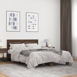 Furnova Posteljni okvir rjav hrast 135x190 cm inženirski les in kovina, (21934500) Cene