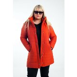 By Saygı Orange Plus Size Puffy Coat Orange with a Portable Hooded Lined. Cene