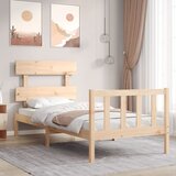 vidaXL Posteljni okvir z vzglavjem 90x200 cm trden les | Shoptok.si