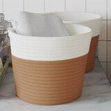 vidaXL Košare za pohranu 2 kom smeđe-bijele Ø 24 x 18 cm pamučne | shoptok.hr