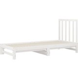  Izvlečna dnevna postelja bela 2x(90x200) cm trdna borovina, (20724601) | Shoptok.si