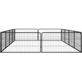  Ograda za pse s 12 panela crna 100 x 50 cm čelik obložen prahom | shoptok.hr