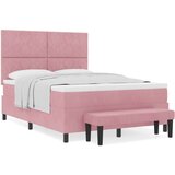  Krevet s kutnom osnovom s madracem i klupom Ružičasti 160x200 cm Baršun | shoptok.hr
