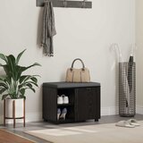  Klupa za hodnik s jastukom s policom Crni Hrast 60 x 38 x 46 cm | shoptok.hr