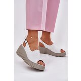 ARTIKER Women's Sandals Made Of Natural Leather On Wedge White | ePonuda.com