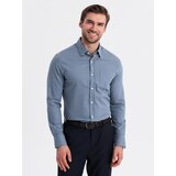 Ombre Men's SLIM FIT shirt in decorative fabric with pocket - blue OM-SHCS | Eponuda.ba