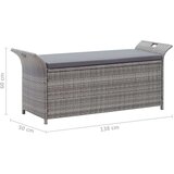 Poli Klop za shranjevanje z blazino siva 138 cm poli ratan | Shoptok.si