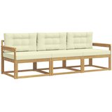  Set vanjskih sofa s jastukom 3 pcs Bijela i krem Poliester | shoptok.hr