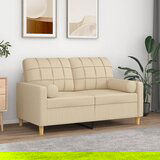 vidaXL Kavč dvosed z blazinami krem 120 cm blago Cene