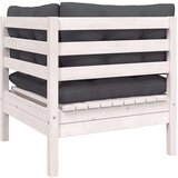 vidaXL Kutna vrtna sofa s jastucima bijela od masivne borovine | shoptok.hr