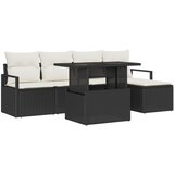 vidaXL 6-dijelni vrtni set sofa s jastučićima crni poli ratan, 2-sjedalna vrtna sofa s pohranom i jastučićima crni poli ratan Cijene