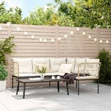  Set vrtnih sofa s jastucima crni od čelika i tekstilena | shoptok.hr