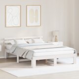 vidaXL Bela lesena postelja Bela Les 150 x 200 cm Vzdržljiva | Shoptok.si