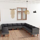 The Living Store Vrtna sedežna garnitura z blazinami 12-delna poli ratan siva - Vrtna Sedežna Garnitura, (21460054) Cene