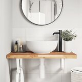  Zidna polica za umivaonik od čelika i masivnog bagremovog drva Smeđa 60 x 50 x 4 cm | Shoptok.si