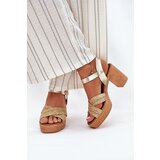 Zazoo Leather Heeled Sandals With Braided Straps | Shoptok.si