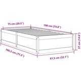  Okvir za krevet crni 75x190 cm od masivne borovine | shoptok.hr