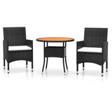  3-dijelni vrtni blagovaonski set od poliratana crni | shoptok.hr