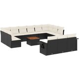  The Living Store Vrtna sedežna garnitura 14-delna z blazinami črn poli ratan - Vrtna Sedežna Garniture, (21443793) | Shoptok.si
