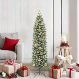 vidaXL Umetno vitko božično drevo med 150 LED Zelena in bela 150 cm | Shoptok.si