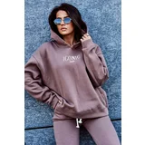 Kesi Different photos - Insulated cotton set, sweatshirt with embroidery + mocca pants