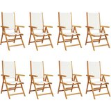 Maison Chic Nastavljivi vrtni stoli - Stol za vrt 8 kosov kremno belo blago in trden les JS149, (21877715) | Shoptok.si