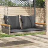 vidaXL Gugalna klop z blazinami siva 109x62x40 cm poli ratan Cene