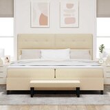 Krevet s opruga kutije s uzglavljem Krema 200 x 200 cm tkanina | shoptok.hr