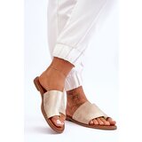 EVENTO PE1 Women's Leather Flip Flops Light Gold Amite | Shoptok.si