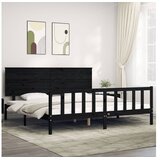 vidaXL Za krevet s uzglavljem crni 200 x 200 cm od masivnog drva | shoptok.hr