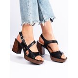 Sergio Leone Black sandals with a wide heel by Cijene