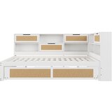 Lumor Raztegljiv kavč iz masivnega lesa 140x200 cm - z izvlečno posteljo - z vtičnico za polnjenje - bela, (22155586) | Shoptok.si