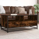 vidaXL Klubska mizica dimljen hrast 100x50x45 cm inžen. les in kovina | Shoptok.si