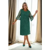 Dewberry E2654 Spanish Sleeve Plus Size Evening Dress-GREEN