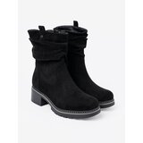 Shelvt Women's black ankle boots with decorative ruffles | Shoptok.si