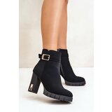 Boto Leather Ankle Boots With Buckle On Heel Black Eftane | Shoptok.si