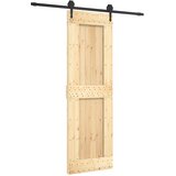  Klizna vrata Prirodna i crna 70 x 210 cm Čvrsta borovina | shoptok.hr