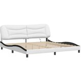  Posteljni okvir z LED lučkami belo črn 200x200 cm umetno usnje, (21111948) | Shoptok.si