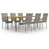 Poli 7-dijelni vrtni blagovaonski set od poliratana sivi | shoptok.hr