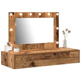  Ogledalo s toaletnim stolom s LED svjetlima Starinsko drvo | shoptok.hr