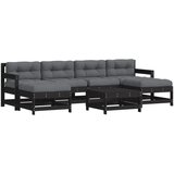 Maison Chic Seti vrtnega pohištva - Vrtna garnitura - Vrtni pohištvo set 7-delna z blazinami črna trdna borovina, (21802164) | Shoptok.si