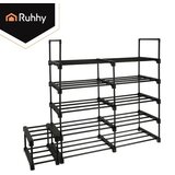 Ruhhy polica za cipele s 10 razina 45x30x174 cm, crna Slike