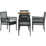 vidaXL Jedilni set pohištva Set 5 Črna Ratan, Poliester Vzdržljivo | Shoptok.si