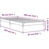  Okvir za krevet smeđi hrast 90x190 cm konstruirano drvo i metal | shoptok.hr