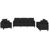  3-dijelni set sofa s jastucima crni od mikrovlakana | Eponuda.com