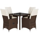  5-dijelni vrtni blagovaonski set s jastucima poliratan smeđi Smeđa 90 x 90 x 75 cm | shoptok.hr