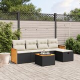 Maison Chic Seti vrtnega pohištva - Vrtna garnitura - Vrtni pohištvo set 6-delna z blazinami črna poli ratan, (21807423) | Shoptok.si