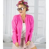 Pri Short cardigan unbuttoned sweater in fluffy knit fabric "COCO CHIC" Cene
