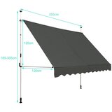 Balkonska tenda 350x120cm samostojeća - siva | Eponuda.com